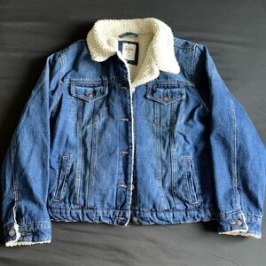 SUKO JEANS DENIM JACKET WITH THICK FUZZY INTERIOR SIZE XL WOMENS